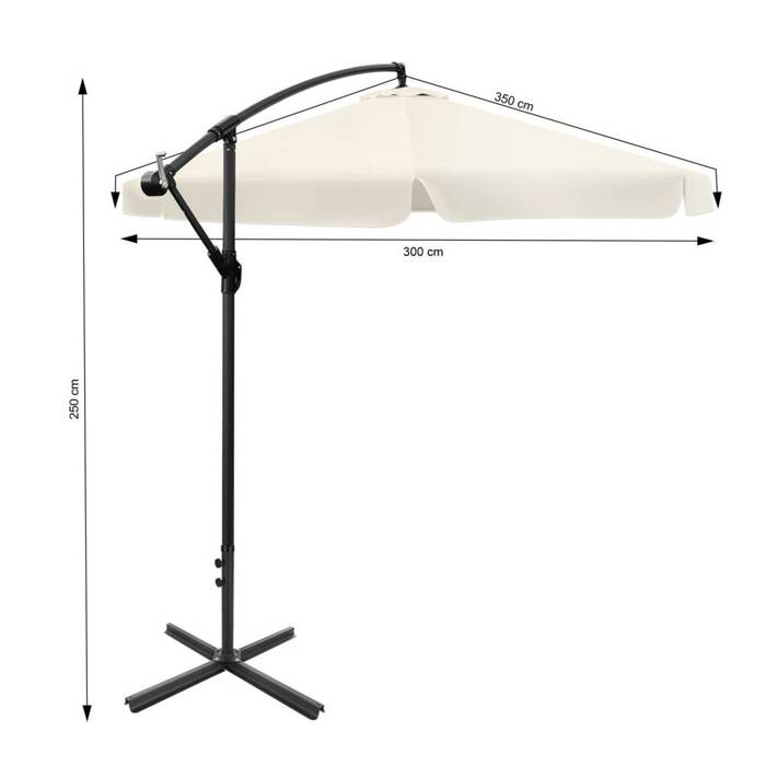 Składany parasol ogrodowy 350 cm XXL pokrowiec beżowy 8-ramienny