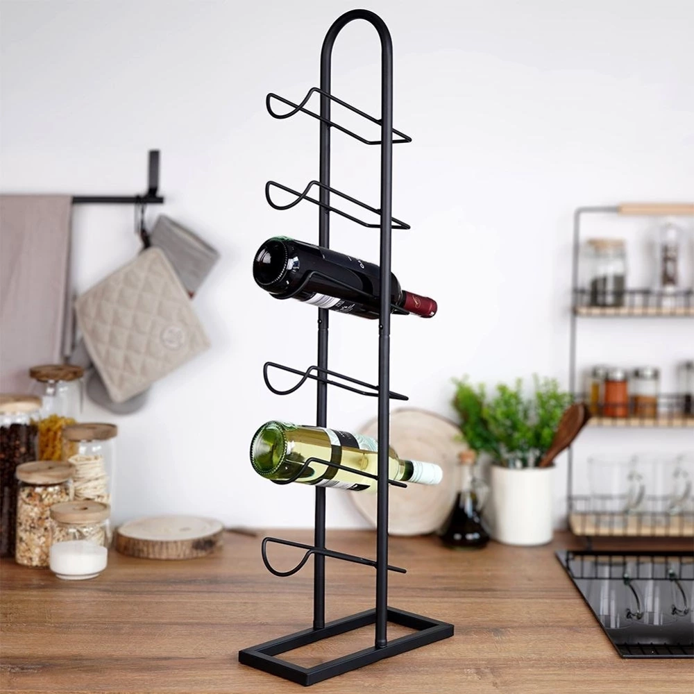 Stojak na wino metalowy czarny 6 butelek 27x13x84,5 cm