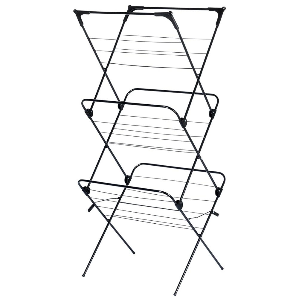 Suszarka na pranie metalowa czarna pionowa 61x58x136 cm