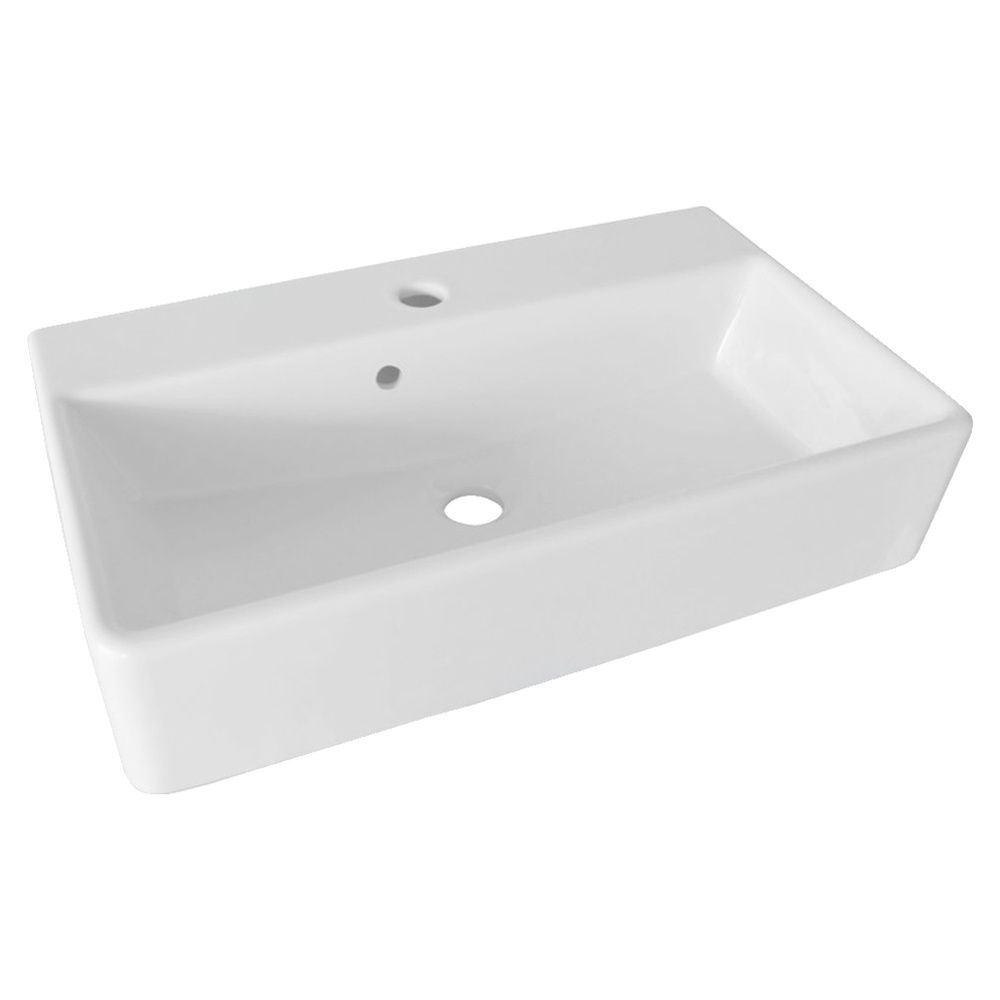Szafka łazienkowa 110 cm z nablatową umywalką ceramiczną 60 cm biały + dąb naturalny Stanford Fackelmann