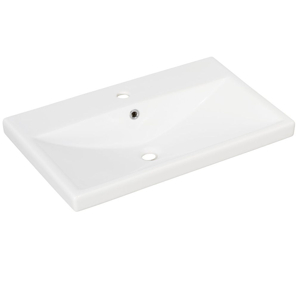 Szafka łazienkowa 110 cm z umywalką ceramiczną biały + dąb naturalny Stanford Fackelmann