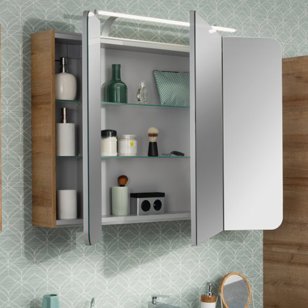 Zestaw mebli łazienkowych szafka pod umywalkę 100 cm sękaty dąb + biały Milano Fackelmann