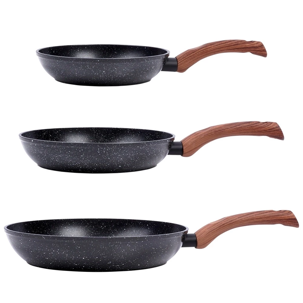 Zestaw patelni granitowy BLACK&WOOD 3 szt. 20 / 24 / 28 cm