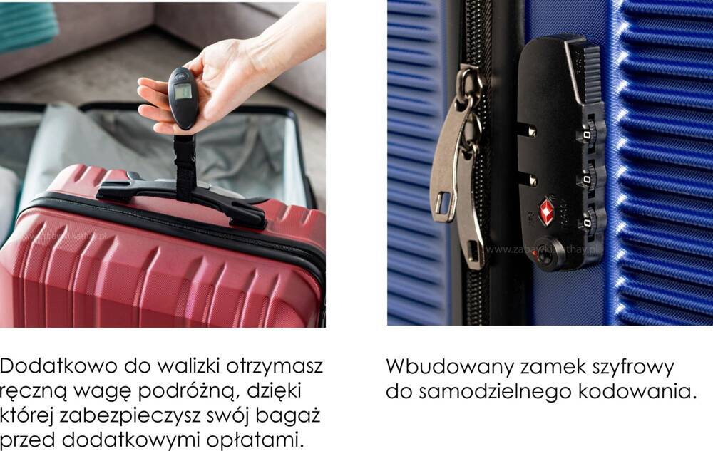 Zestaw podróżnych walizek XXL granat 3w1 ABS+PC zamek szyfrowy + waga bagażowa gratis