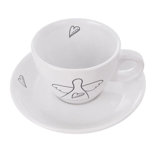 Filiżanka ze spodkiem ceramiczna biała do espresso 90 ml 2 szt.