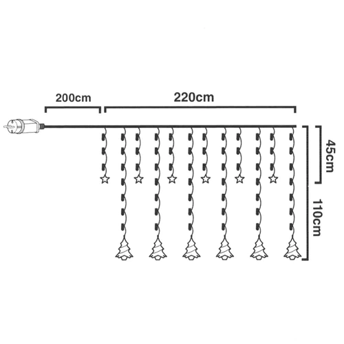 Kurtyna świetlna zewnętrzna 138 LED 2,2 m