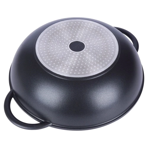 Patelnia wok granitowa ze szklaną pokrywką GRANDE 32 cm