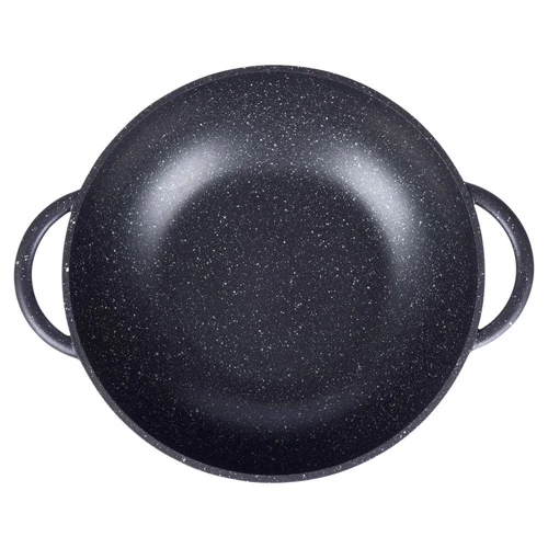 Patelnia wok granitowa ze szklaną pokrywką GRANDE 32 cm