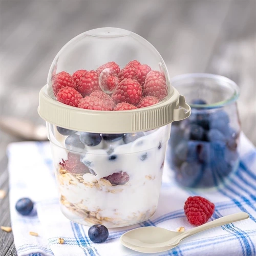 Pojemnik kubek na jogurt z łyżeczką lunchbox 400 ml